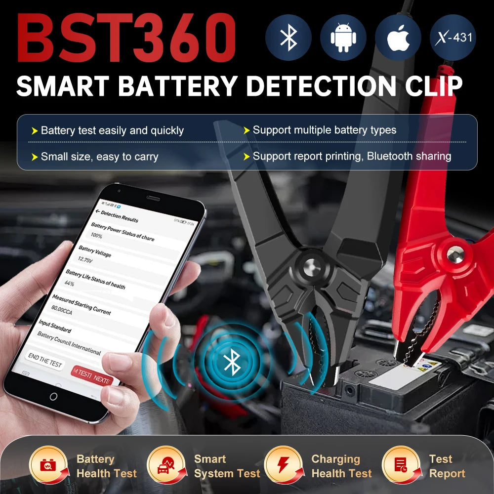 LAUNCH BST360 12V Car Battery Tester Automotive Cranking Charging Scanner Tools for CRP919 | AUTOKITSHOP