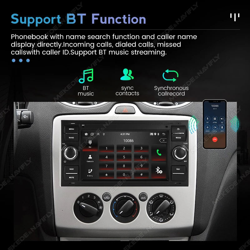 For Ford Focus 2 Mondeo S/C-Max Kuga Fiesta Fusion 2004 - 2007 Android 15 2 Din Car Radio