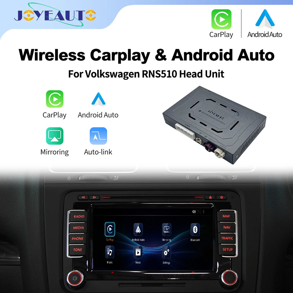 Wireless CarPlay Android Auto Interface for Volkswagen Tiguan Passat Phaeton RNS510 Series - Mirror Link Airplay Support