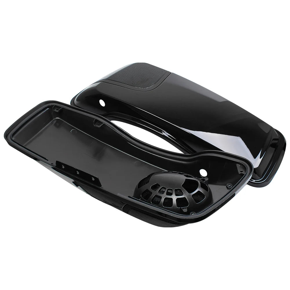 Gloss Black Motorcycle Saddlebag Speaker Lid Cover For Harley Touring Road King Electra Street G - Automotive LED Light