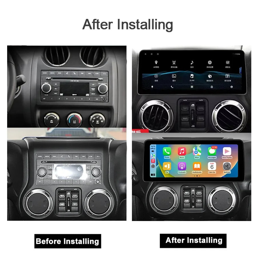12.3" Android 14 Car Radio GPS Multimedia Player for Jeep Wrangler Cherokee Compass Liberty - 256G WiFi CarPlay Bluetoot