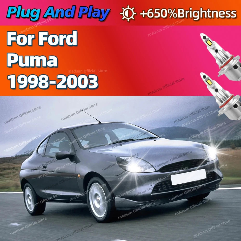 160W LED Light Mini Head Lamp 1:1 Size Wireless Car Headlight 6000K Plug Play For Ford Pum