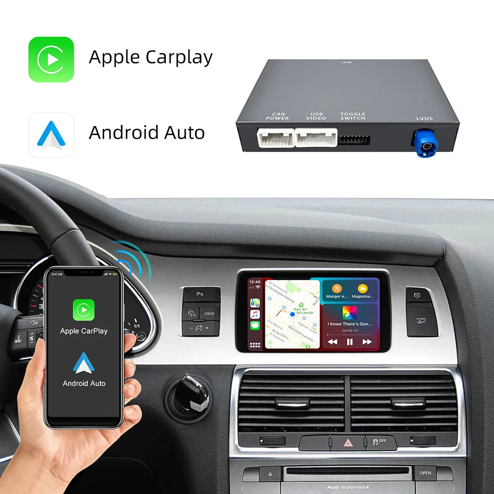 Wireless CarPlay Android Auto Interface for Audi A3 A4 A5 A6 A7 A8 Q2 Q3 Q5 Q7, with Mirro