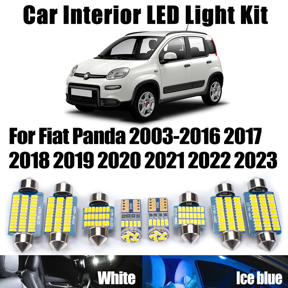 LED Interior Light Kit for Fiat Panda 2003- 2017 - Canbus Dome Map Door Trunk Bulbs | AUTOKITSHOP