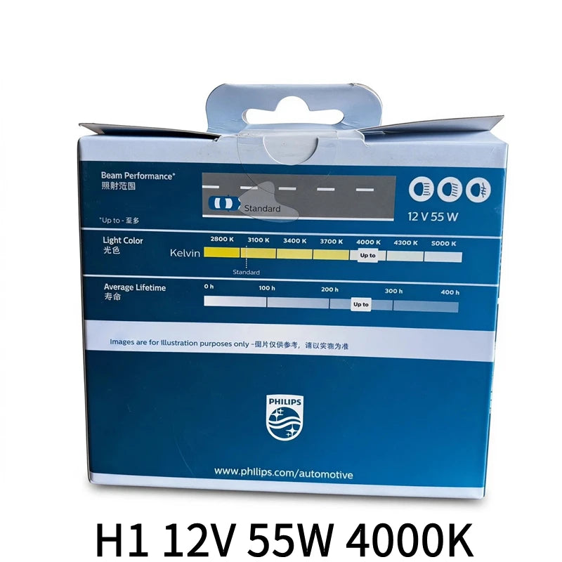 Philips H4 H11 HB3 HB4 H1 H3 9005 BrightVision Rally Car Halogen Headlight 4300K Bright Wh