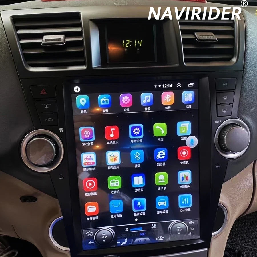 Stereo HU For Toyota Highlander 2009-2013 Android 14 Bluetooth 12.1'' Carplay Navi DSP Car