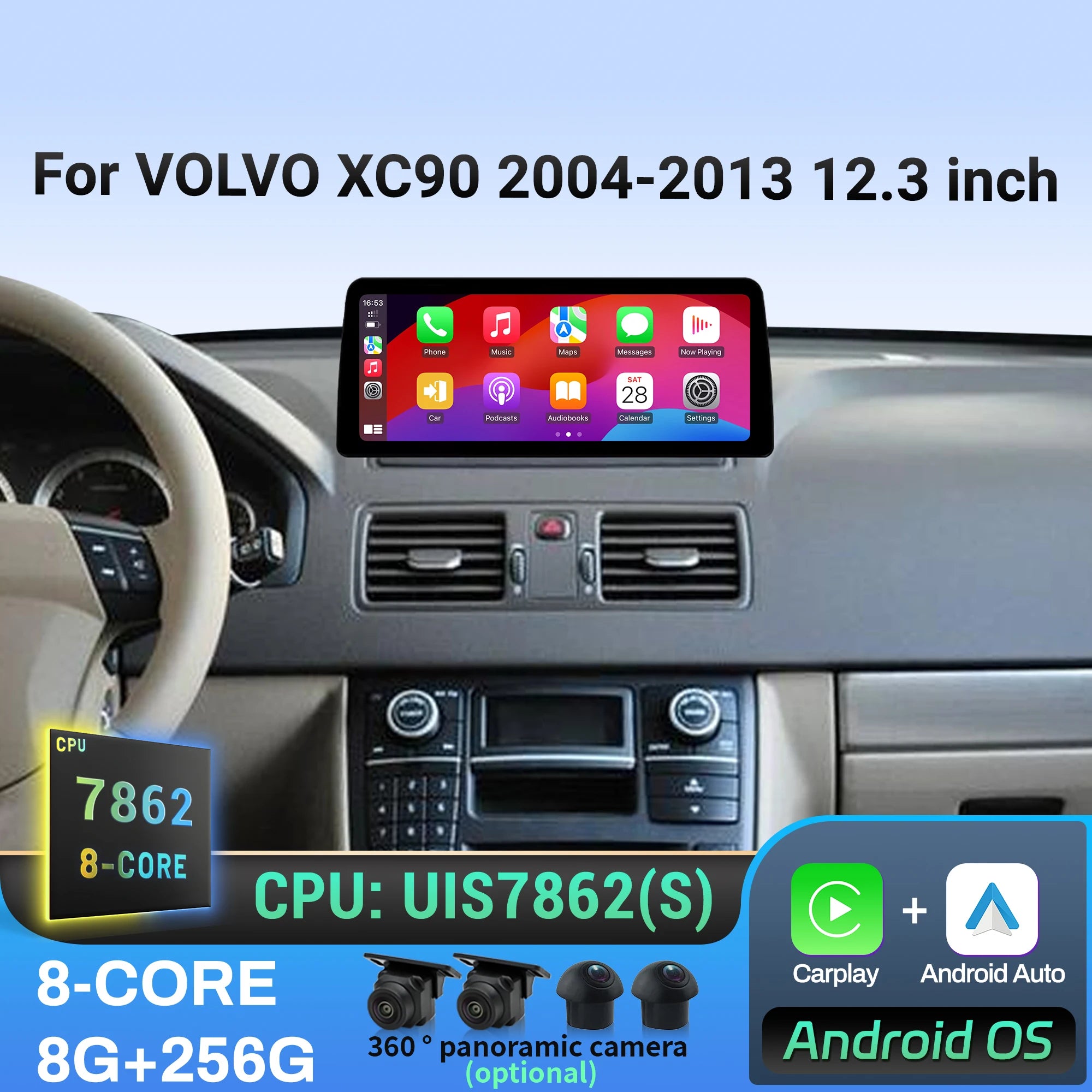12.3 inch For VOLVO XC90 2004 2005 2006-2013 Car Radio Android Multimedia Wireless Carplay