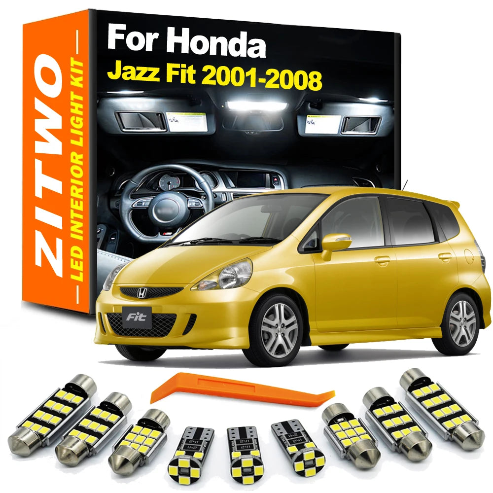 9Pcs Canbus LED Interior Dome Reading Light License Plate Bulb Kit For Honda Jazz Fit 2001 2002  - Canbus LED Car Light