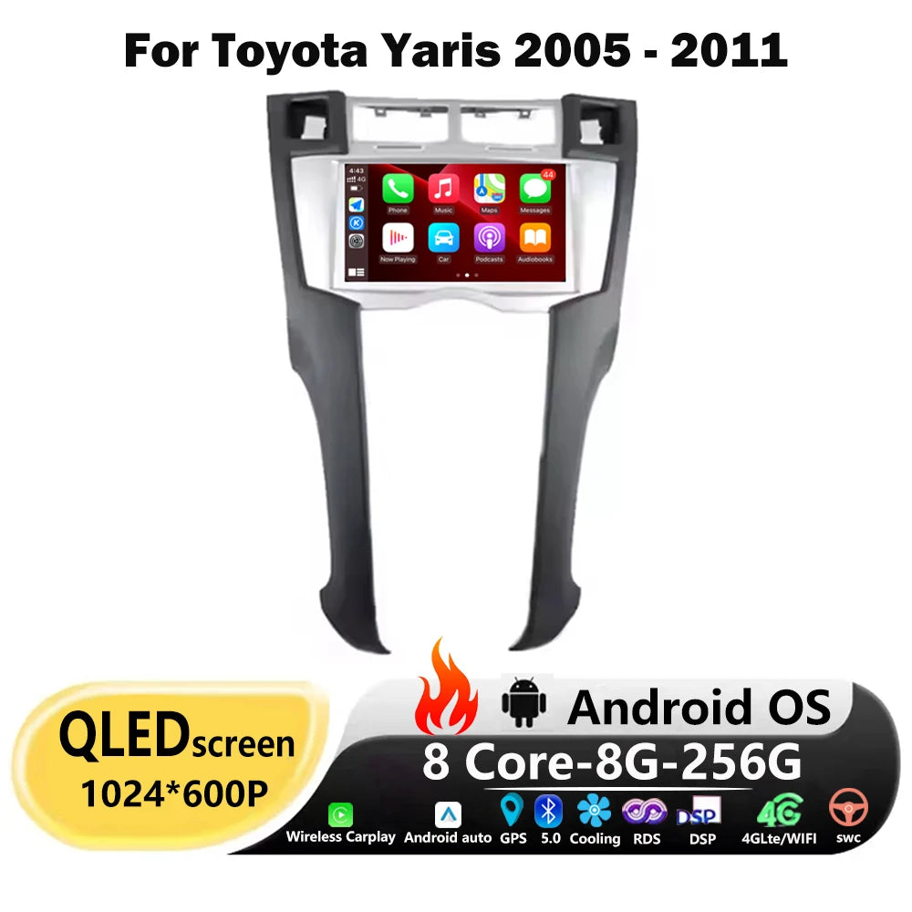 Android 16 Auto For Toyota Yaris 2005 2006 2007 - 2011 Car Radio Navigation GPS Multimedia