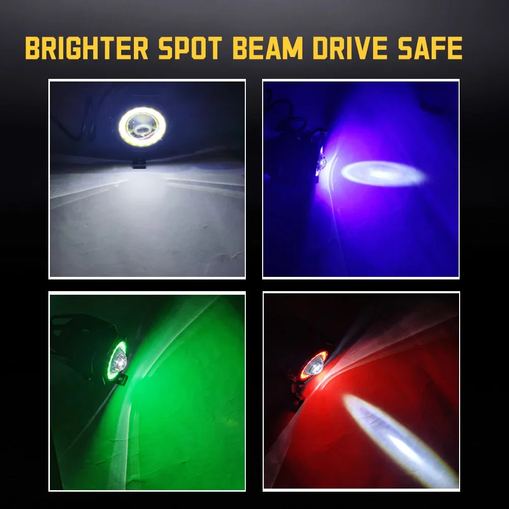 LED Auxiliary Motorcycle Headlight Fog Lights Universal Angel Eyes U7 Mini Motorcycle Spot