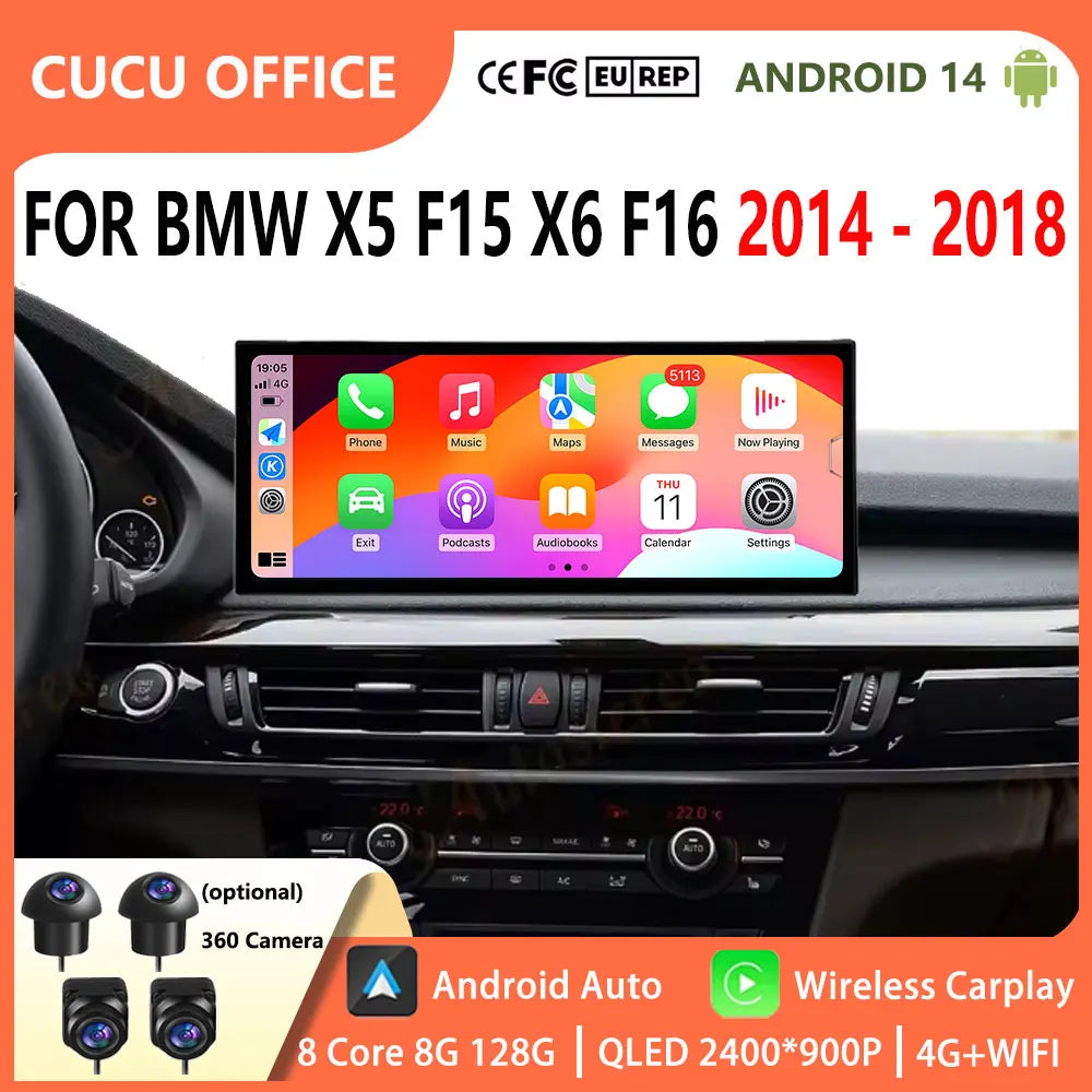 Car Radio For BMW X5 F15 X6 F16 2014-2018 NBT/EVO System Multimedia Player Android 14 GPS  | AUTOKITSHOP