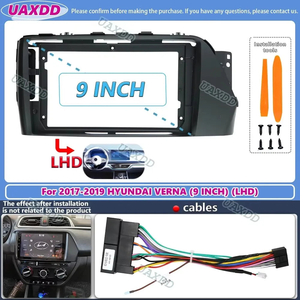 For 2017-2019 Hyundai VERNA 9inch 2 Din Car MP5 stereo radio Android frame panel fascia ca