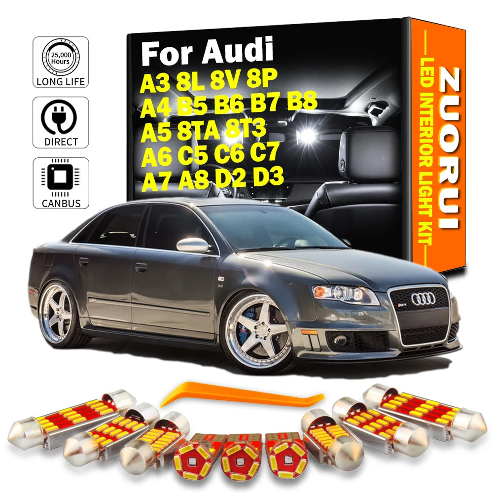 LED Interior Light Kit for Audi A3 8L 8V 8P A4 B5 B6 B7 B8 A5 8TA 8T3 A6 C5 C6 C7 A7 A8 D2 D3 Car Led Bulbs - Canbus ...