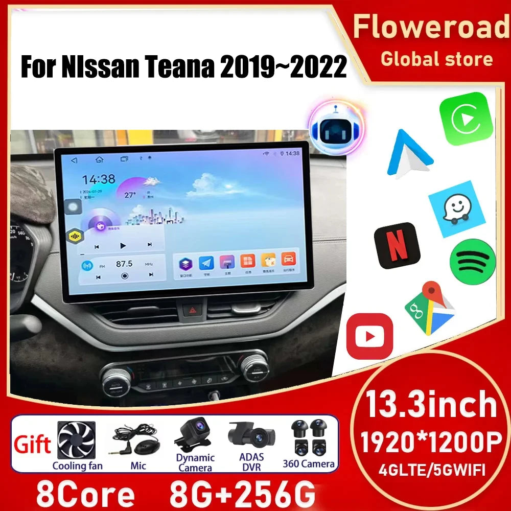 13.3 inch 2K QLED Carplay Screen Multimedia Video PlayerFor NIssan Teana 2019~2022 Portabl | AUTOKITSHOP