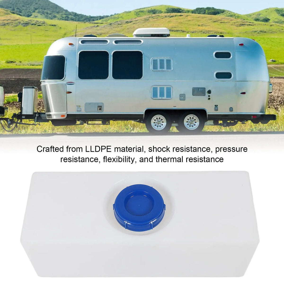3 Sizes 15/12/10 Gallons RV Water Storage Tank Heat Cold Resistant PE Fresh Water Tank for Trail - Automotive LED Light