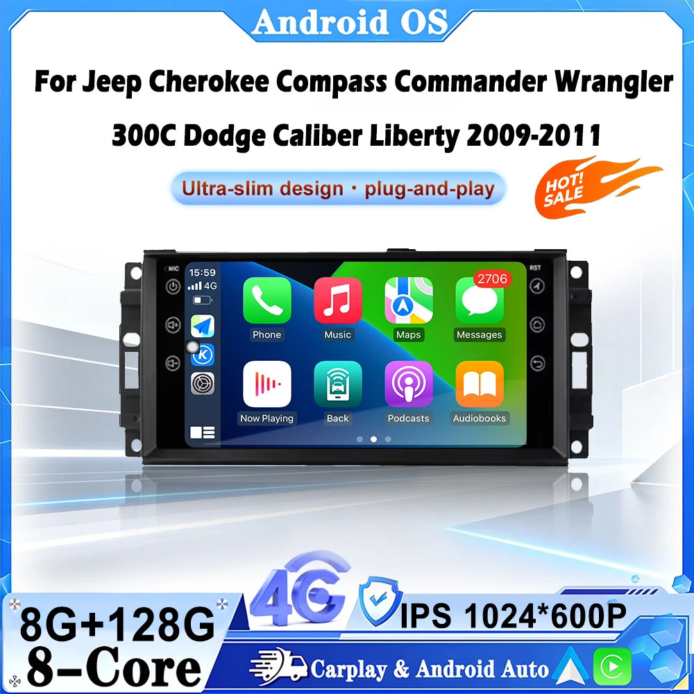 Car Radio Android 16 For Jeep Cherokee Compass Commander Wrangler 300C Dodge Caliber Liber