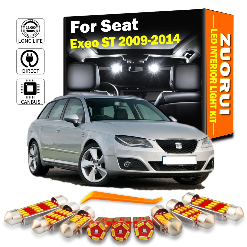 19-Piece LED Interior Light Kit for Seat Exeo ST 2009-2014 - Canbus Dome Map Door Trunk Bulbs | AUTOKITSHOP