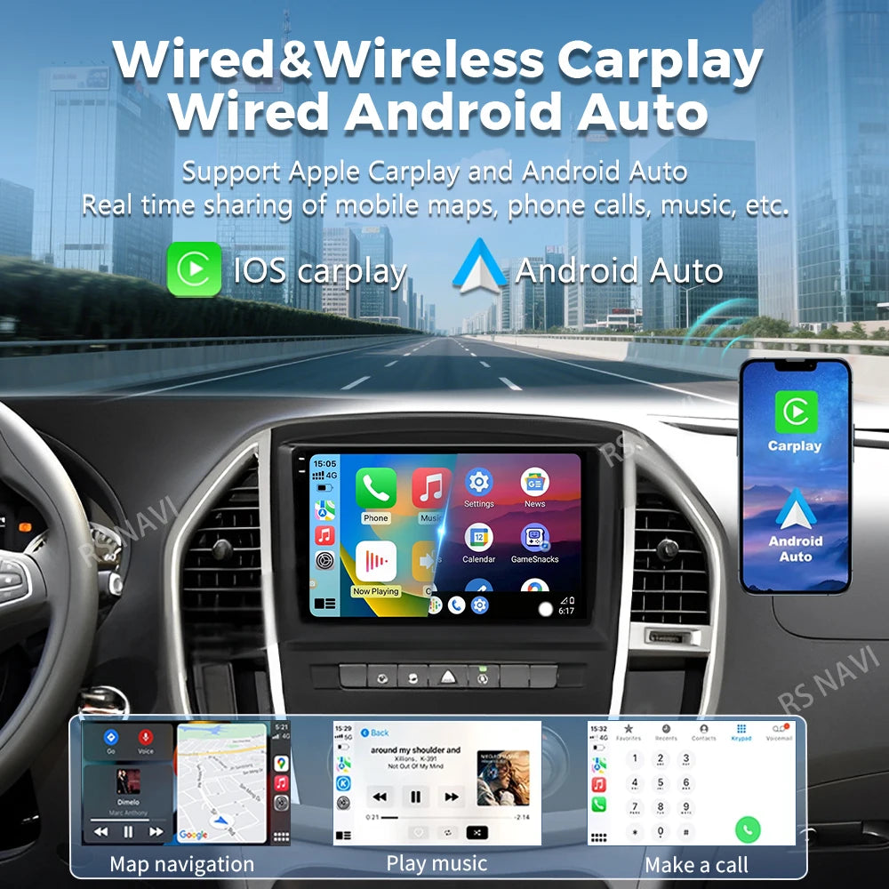 Android 16 For Mercedes Benz Vito 3 W447 2014-2020 2K QLED Android Car Radio Multimedia Vi