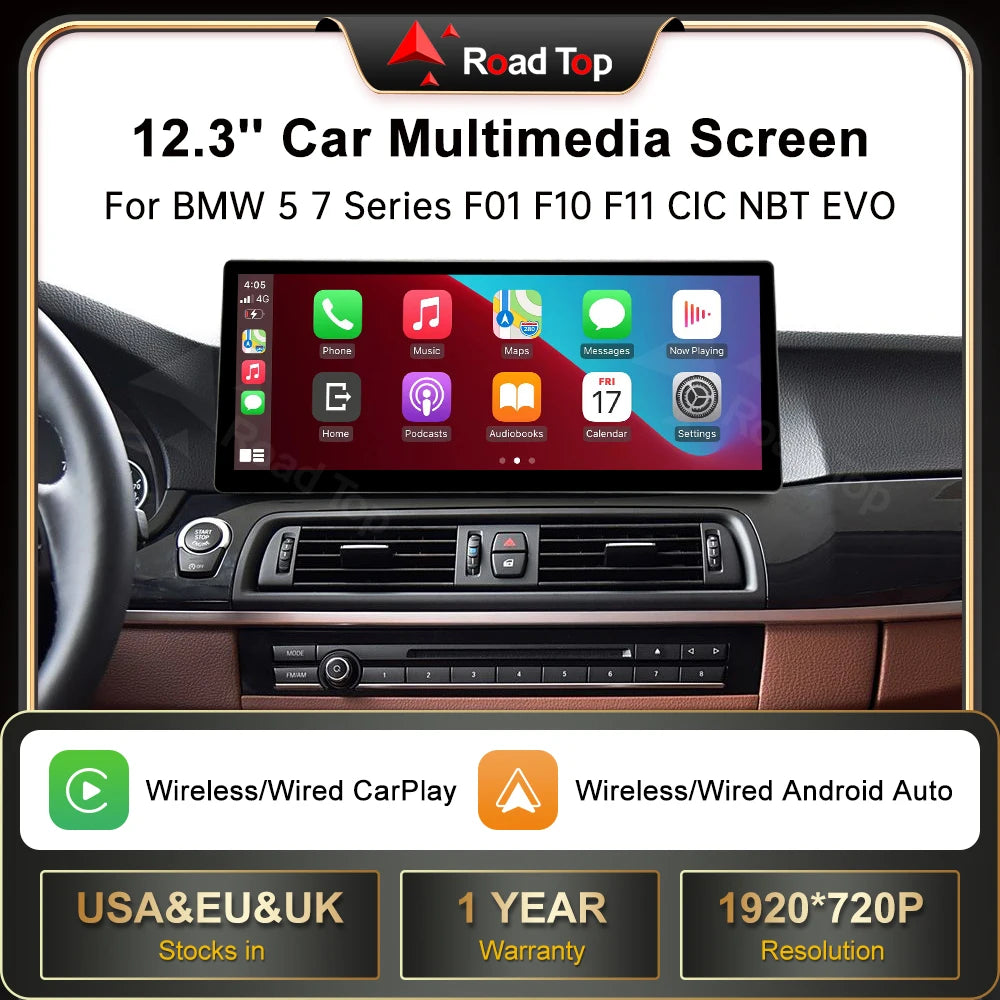 12.3 Wincago Wireless CarPlay Multimedia Radio Linux Touch Screen For BMW Series 5 7 F01 F