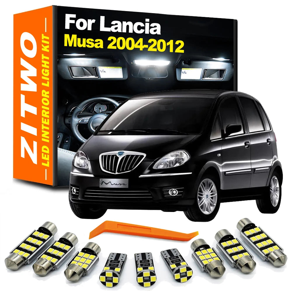 ZITWO 8Pcs Canbus For Lancia Musa 2004- 2007 2008 2009 2010 2011 2012 LED Interior Light Trunk Lamp Kit Accessories No Error