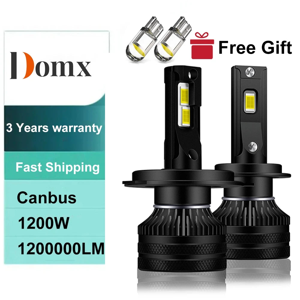 Domx CSP H1 H4 H7 Led Canbus H8 H11 HB3 9005 HB4 9006 Led Headlights Mini 1200W 1200000LM