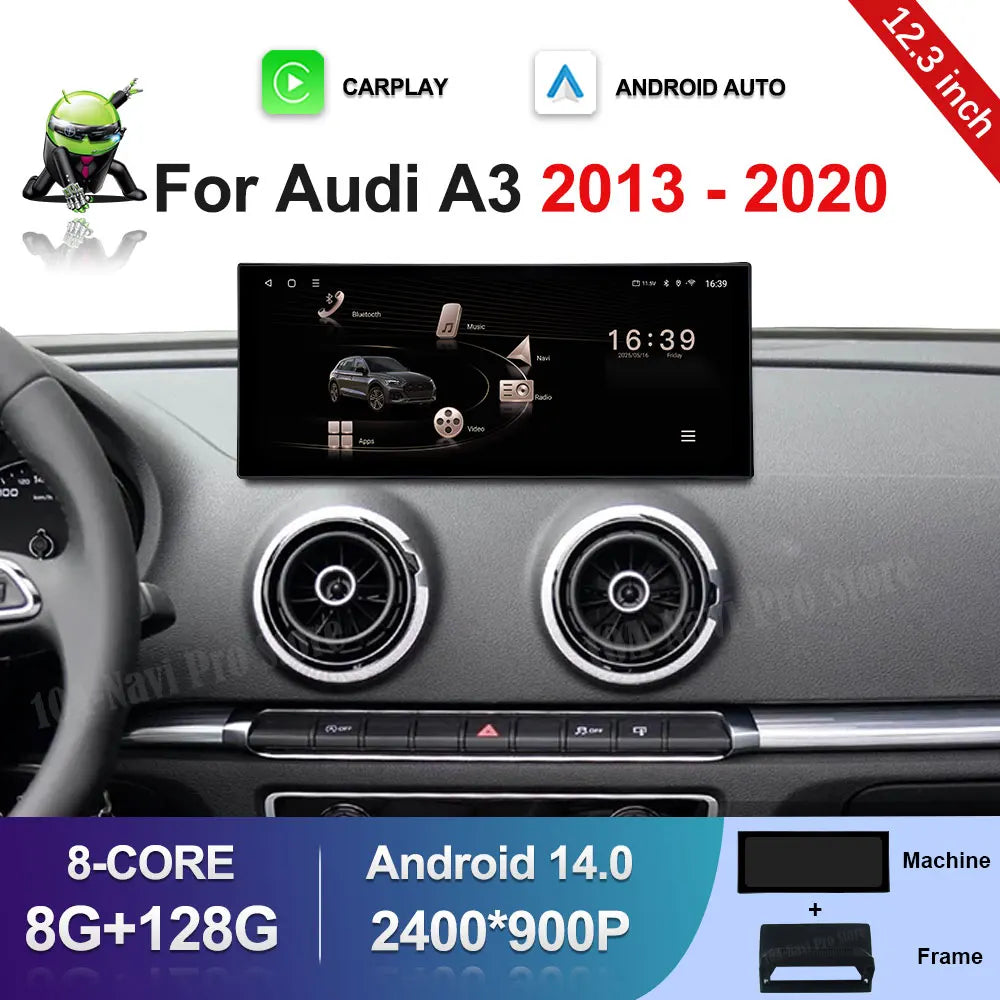 Android 14 System Carplay GPS Navigation Stereo for Audi A3 2013 - 2020 BT Car Video Multi