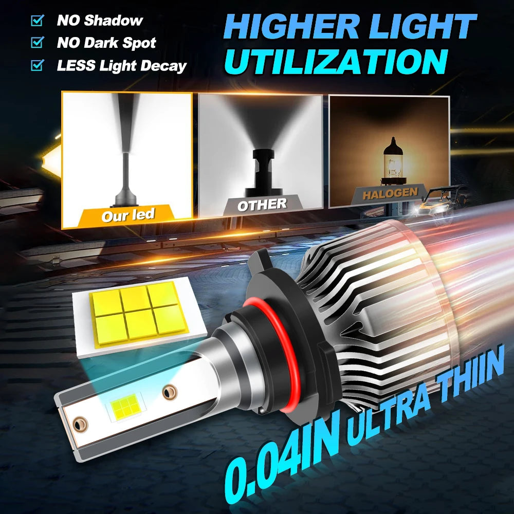 2/6Pcs LED Headlight 30000LM 6000K with Fan Bulb Auto Fog Light For Honda Accord 2006 2007