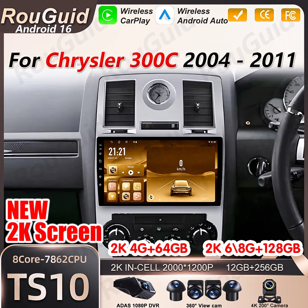 Car Radio Carplay Screen For Chrysler 300C 1 2004 2005 2006 2007 2008 -2011 Android 16 5G  | AUTOKITSHOP