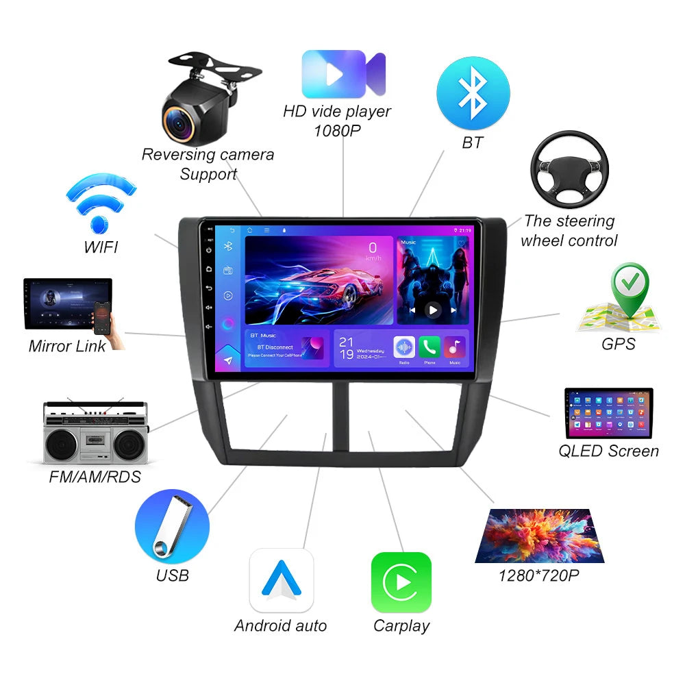 Android 16 For Subaru Forester 3 Sh 2007-2013 Bluetooth Carplay Car Radio 2 Din Multimedia | AUTOKITSHOP