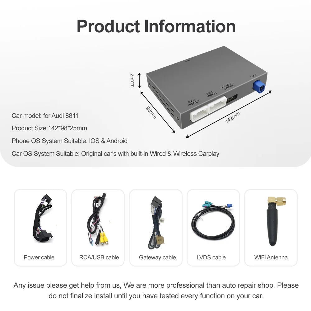 AUTOABC Wireless Carplay Android Auto For Audi Car A8 2011-2017 Interface Mirror Link Air  | AUTOKITSHOP