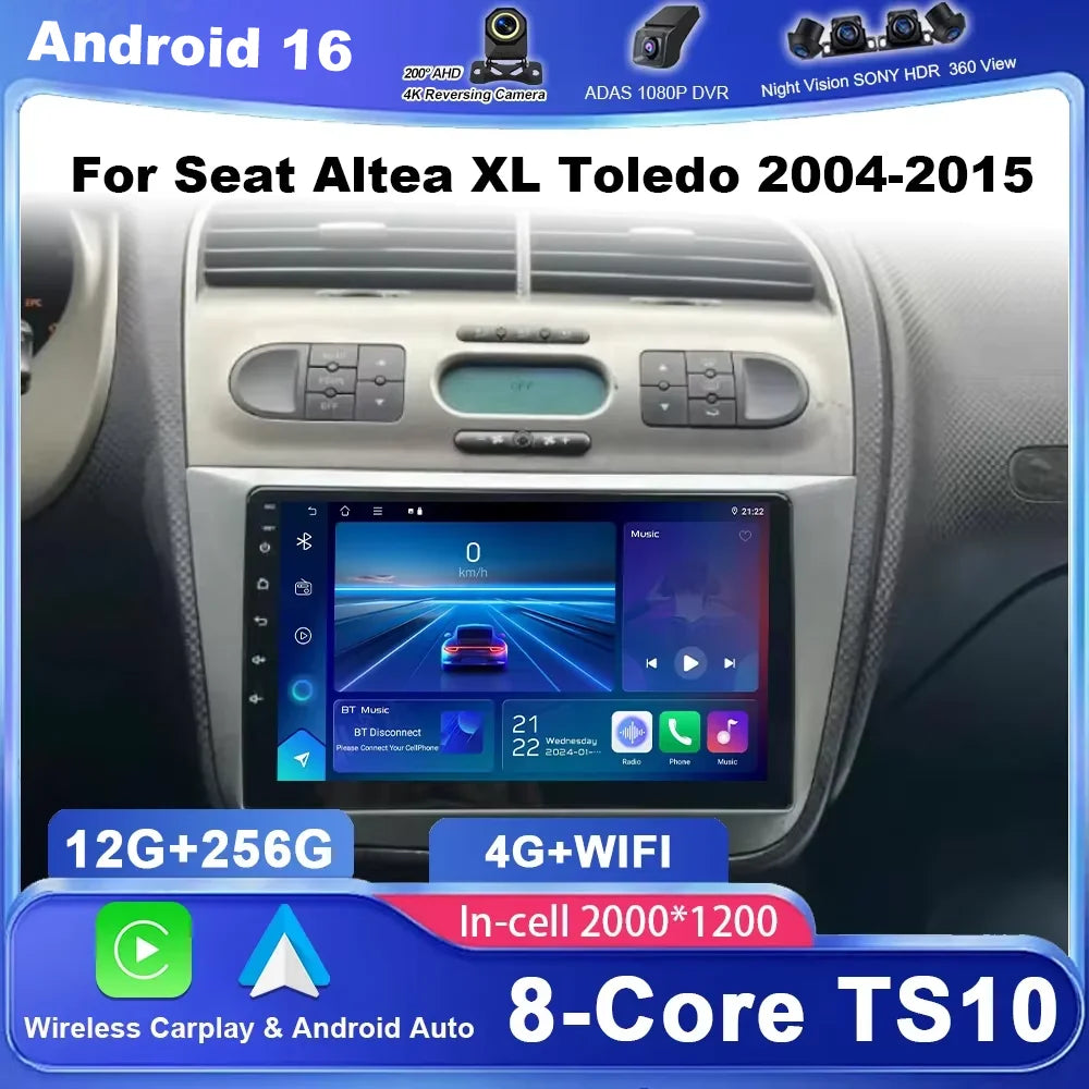 Car Android 16 Radio For Seat Altea XL Toledo 2004-2015 Auto Stereo Multimedia Player GPS