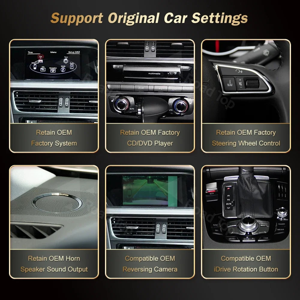 CN RoadTop 12.3 inch Wireless CarPlay Multimedia Linux Screen Android Auto For Audi A4 200