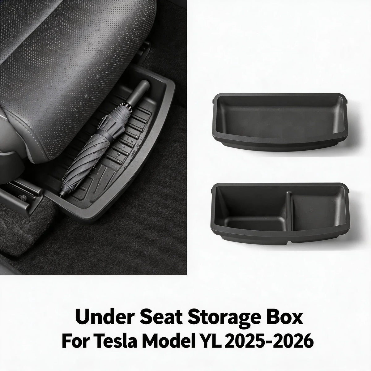 TPE Under Seat Storage Box Drawer For Tesla 2026 Model YL 6-Seat Front Rear Seat Lower Organizer - Automotive LED Light