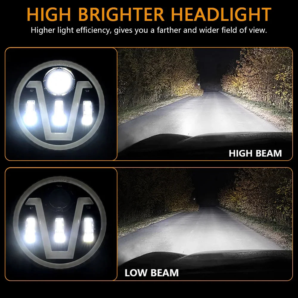 7 Inch Led Auto Headlight Motorcycle LED Headlight DRL Angel Eyes for Harley Honda Yamaha