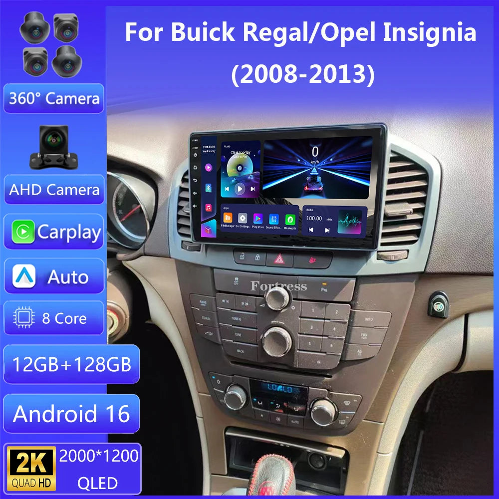 Android 16 Carplay Auto WIFI+4G For Buick Regal Opel Insignia 2009 2010 2011 2012 2013 Car