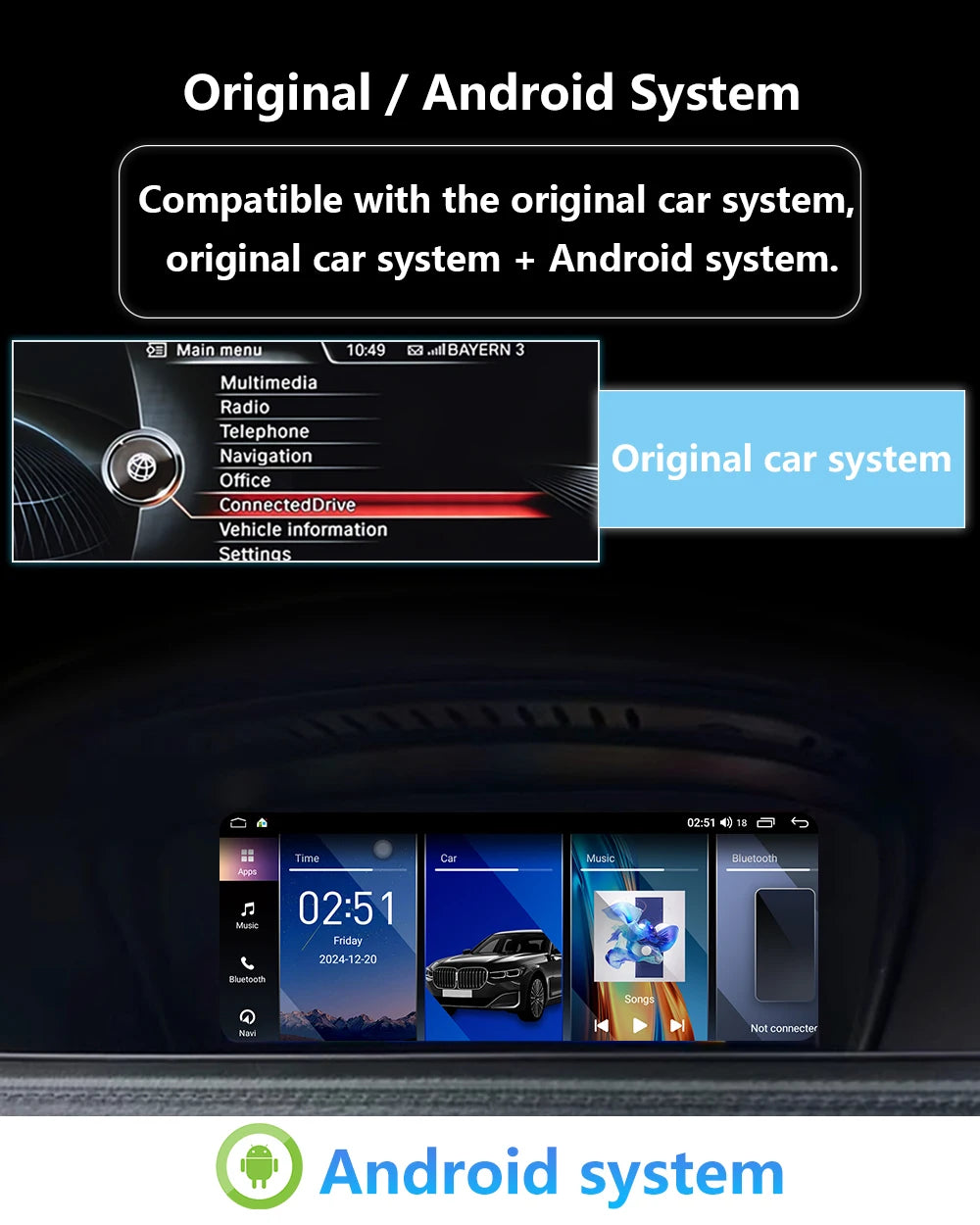 Android For BMW 5 /3 Series E60 E61 E62 E63 E90 E91 E92 E93 CIC CCC System Wireless Carpla