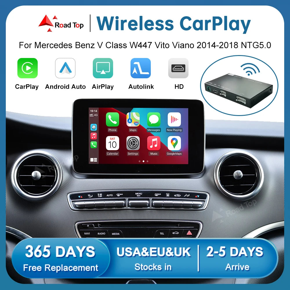 Wireless CarPlay Android Auto for Mercedes Benz V-Class W447 2014-2018 Vito Viano, with Mi | AUTOKITSHOP