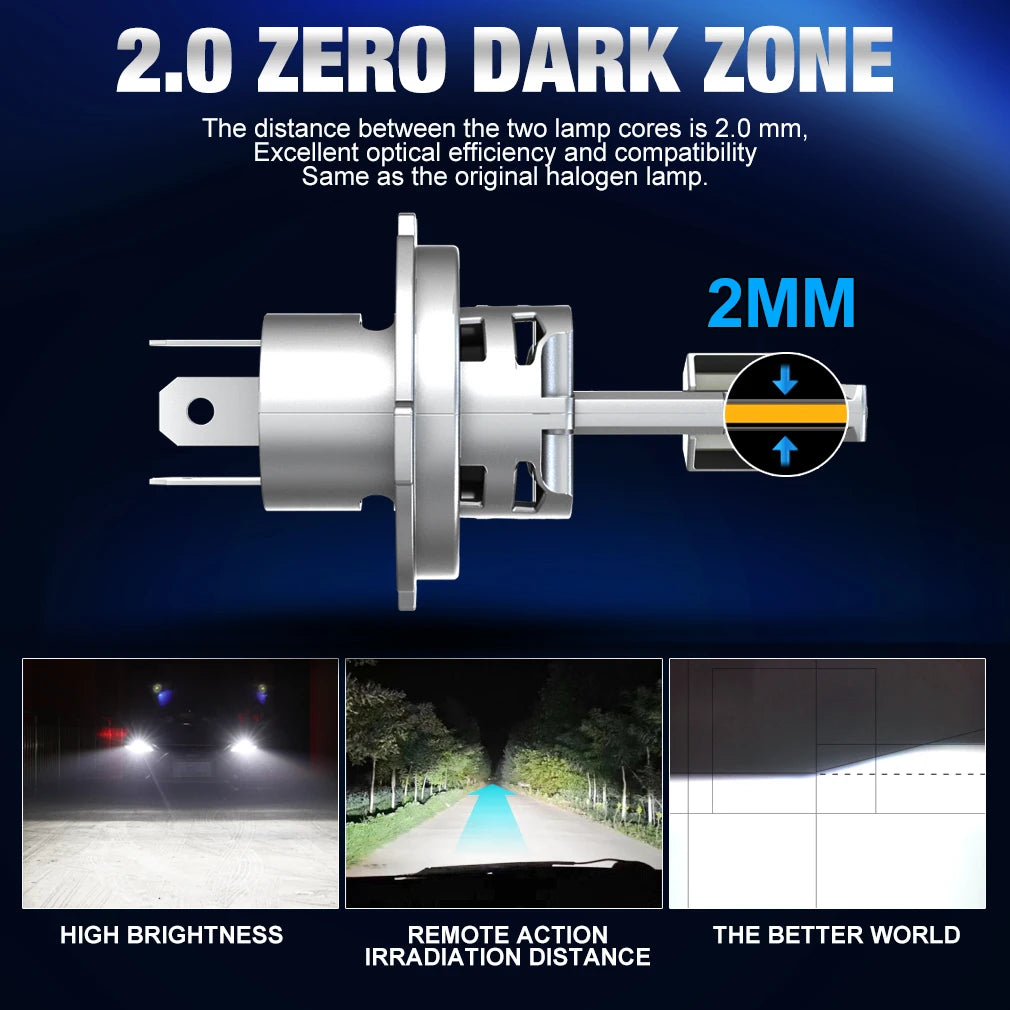 XSTORM H4 LED Light Canbus 30000LM 150W Car LED Headlight 6500K High-Power High Low Beam A