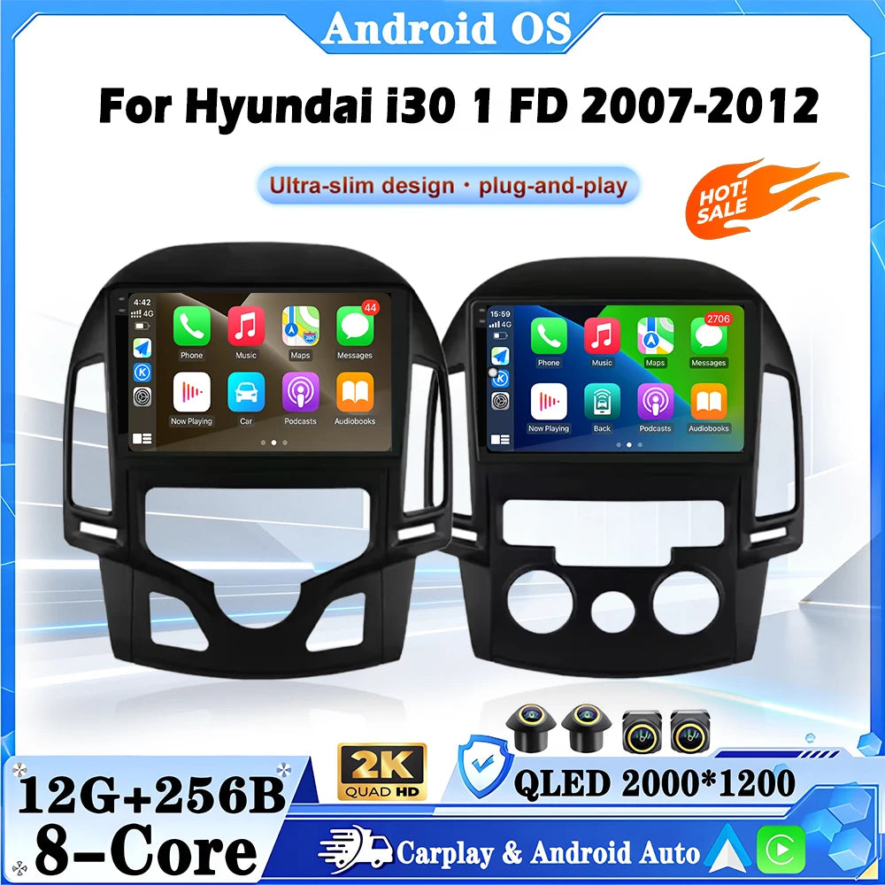9 Inch 4G+WIFI For Hyundai I30 1 FD 2007-2012 Android 16 Auto Radio Car Multimedia Video P