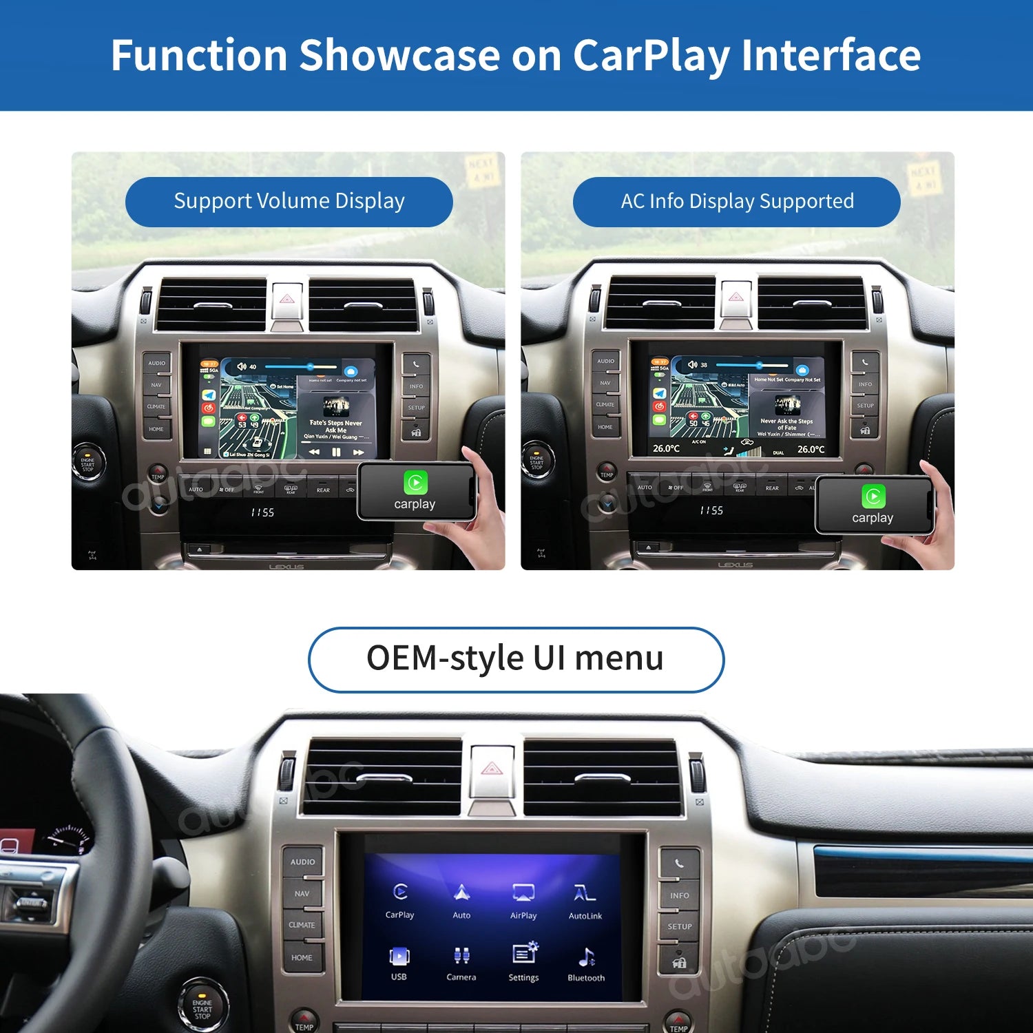 Wireless Apple Carplay For Lexus GX460 2014-2019 with Android Auto Airplay Camera Mirror L | AUTOKITSHOP