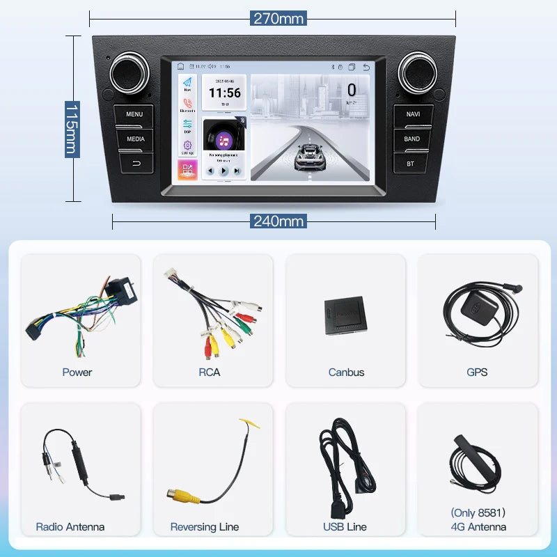 SZLELV 7" Wireless CarPlay Android Auto Car Radio Video Multimedia For BMW 3 Series E90 E9