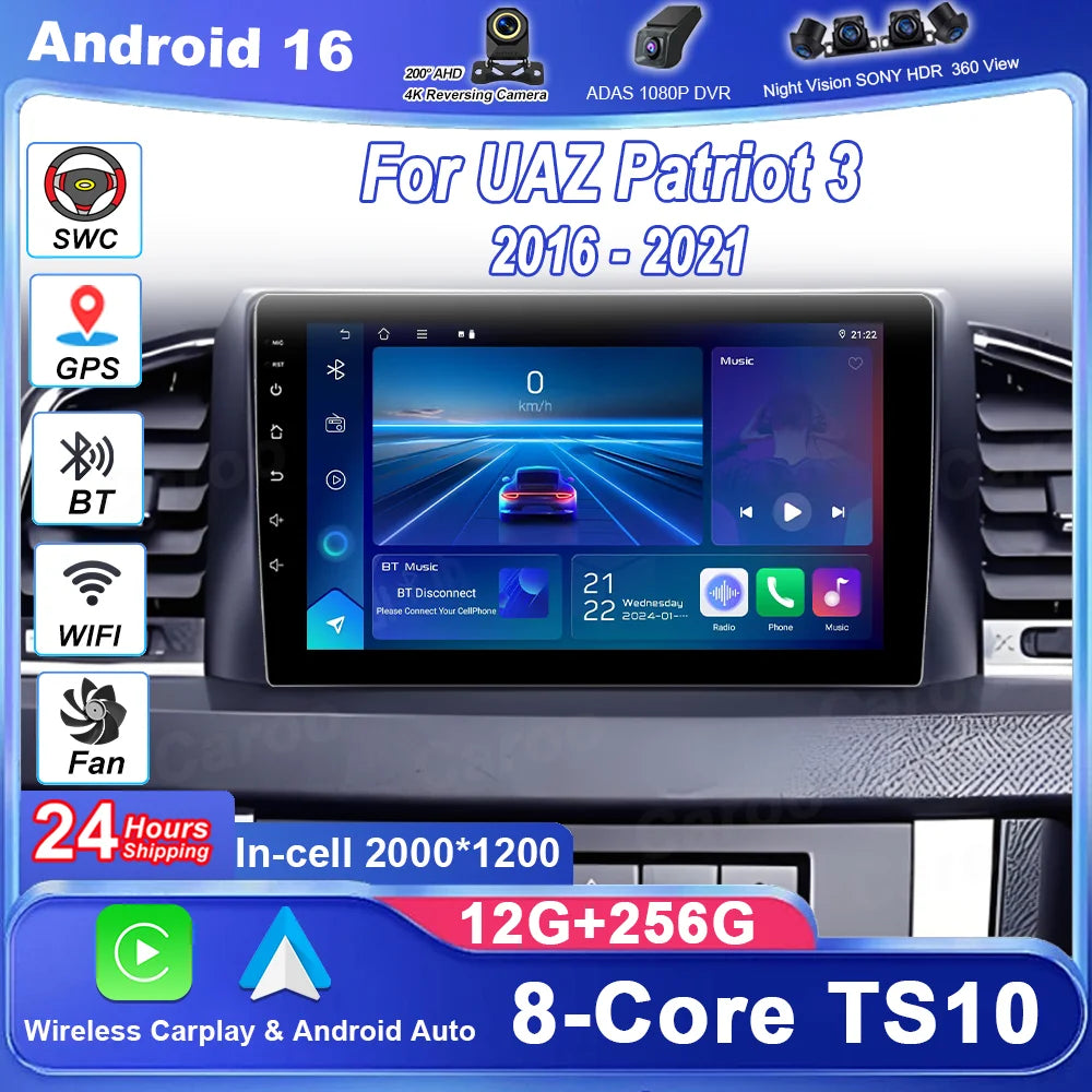 Android Car Radio For UAZ Patriot 3 2016 - 2021 Auto Player Multimedia Carplay Stereo GPS