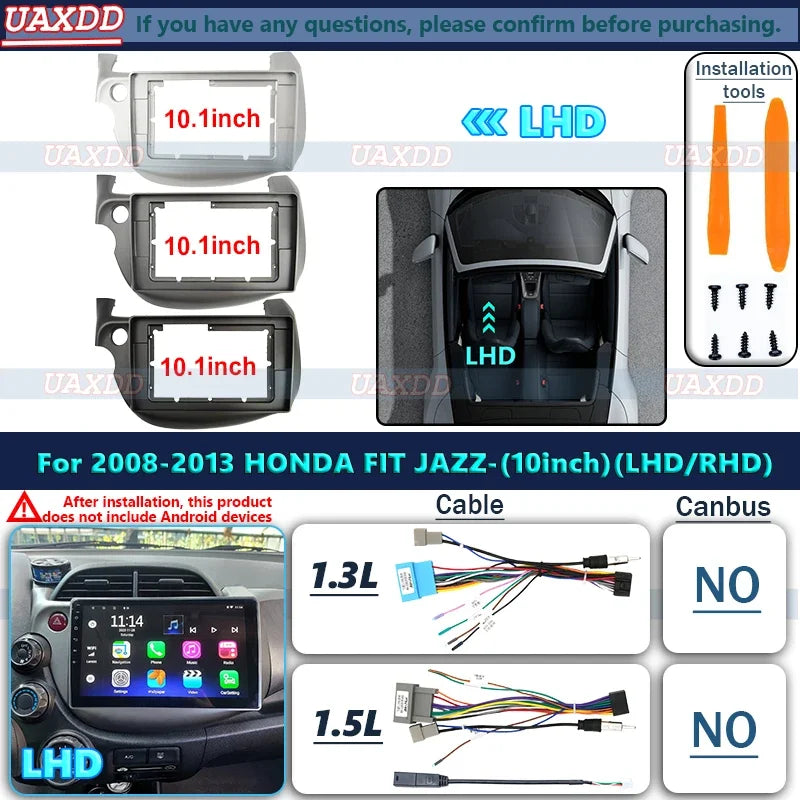 LHD 10.1 Inch Din Android Fascia Car Frame Audio Fitting Adaptor Dash Trim Kits Panel for