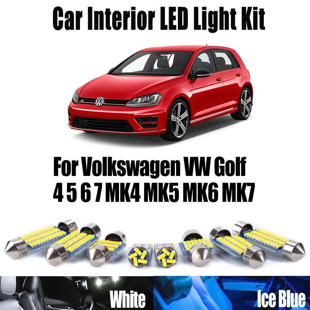 LED Interior Light Kit for Volkswagen VW Golf 4 5 6 7 MK4 MK5 MK6 MK7 Vehicle LED Interior Dome Map Footwell Light Ki...