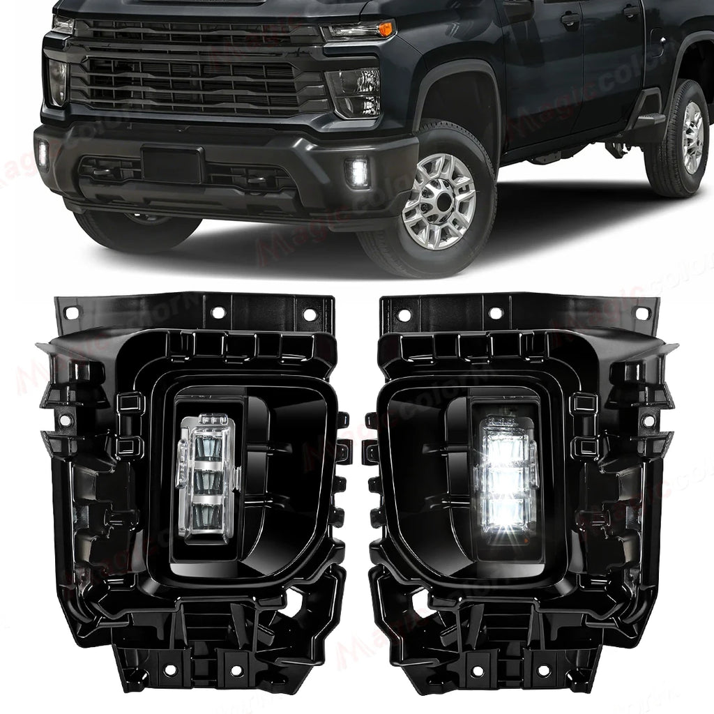 For Chevy Chevrolet Silverado 2500HD 3500HD 2024 2025 Car LED Fog Lamps Daytime Running Li | AUTOKITSHOP
