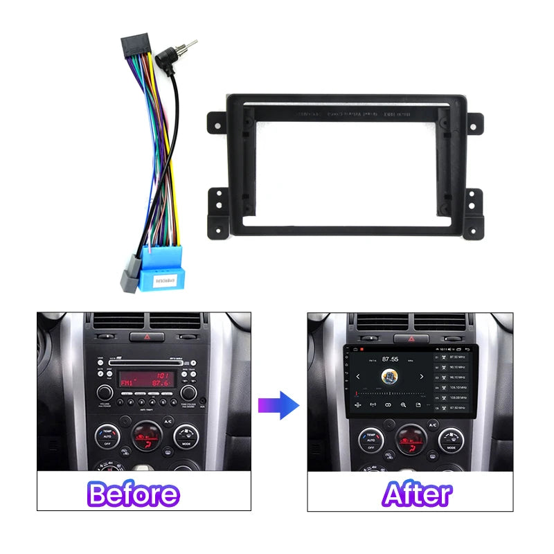2 DIN Car Radio Fascia Adapter for Suzuki Grand Vitara 2005 - 2015 Panel 9inch Dash Mounti | AUTOKITSHOP