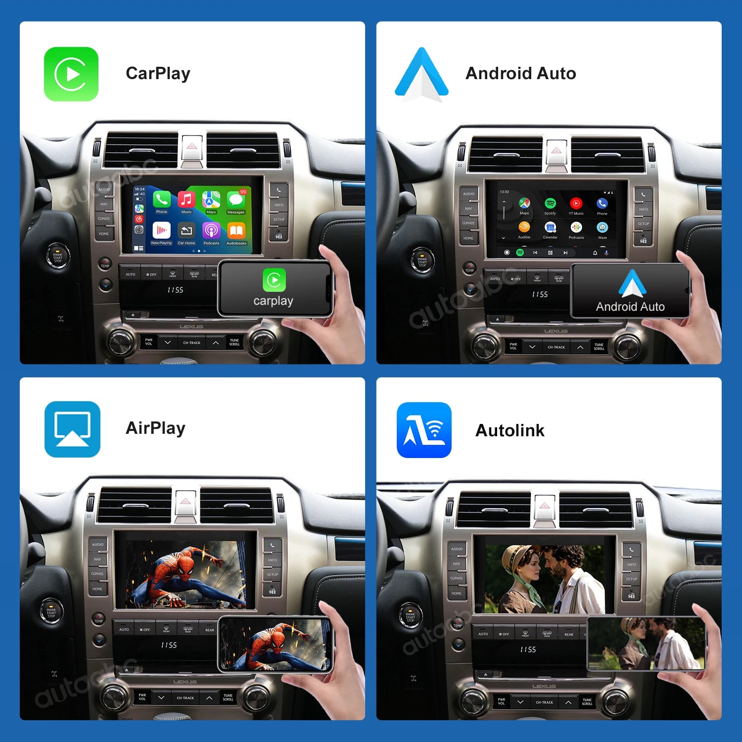 Wireless Apple Carplay For Lexus GX460 2014-2019 with Android Auto Airplay Camera Mirror L | AUTOKITSHOP