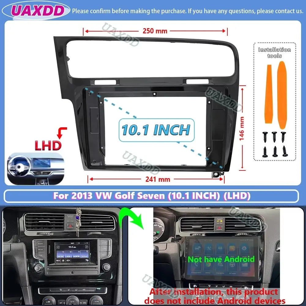For 2013+ VW Golf Seven 10.1inch 2 Din Car stereo radio Android frame panel fascia cable v