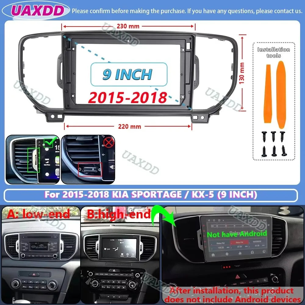 For 2015-2020 KIA SPORTAGE KX-5 KX5 9INCH CD Car Android frame panel fascia cable video ha