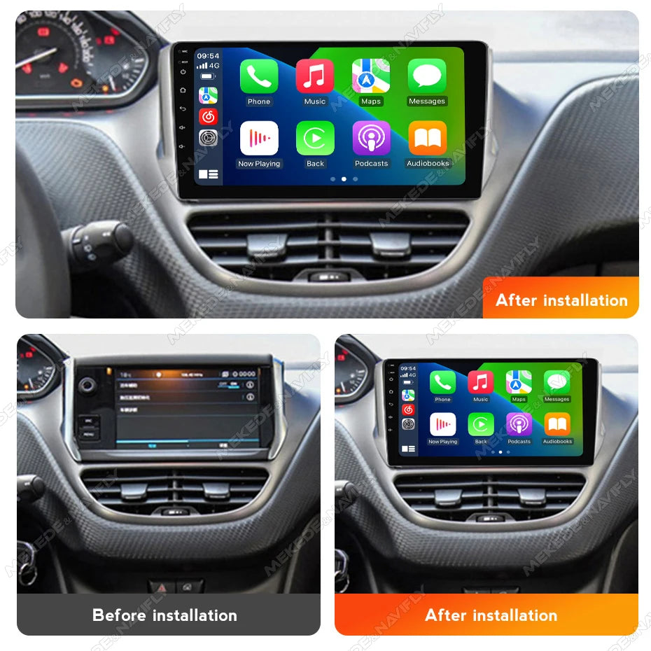 MEKEDE&NAVIFLY Android 14 Intelligent car radio system For Peugeot 2008 208 Series 2013-20